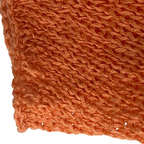 Eileen Fisher Womens melon Orange Open Knit Sweater M Linen Blend cool colorful - Picture 9 of 10